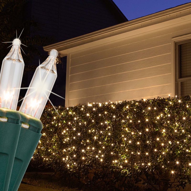 Clear Twinkle Mini Christmas Net Lights on Green Wire, 4' x 6'