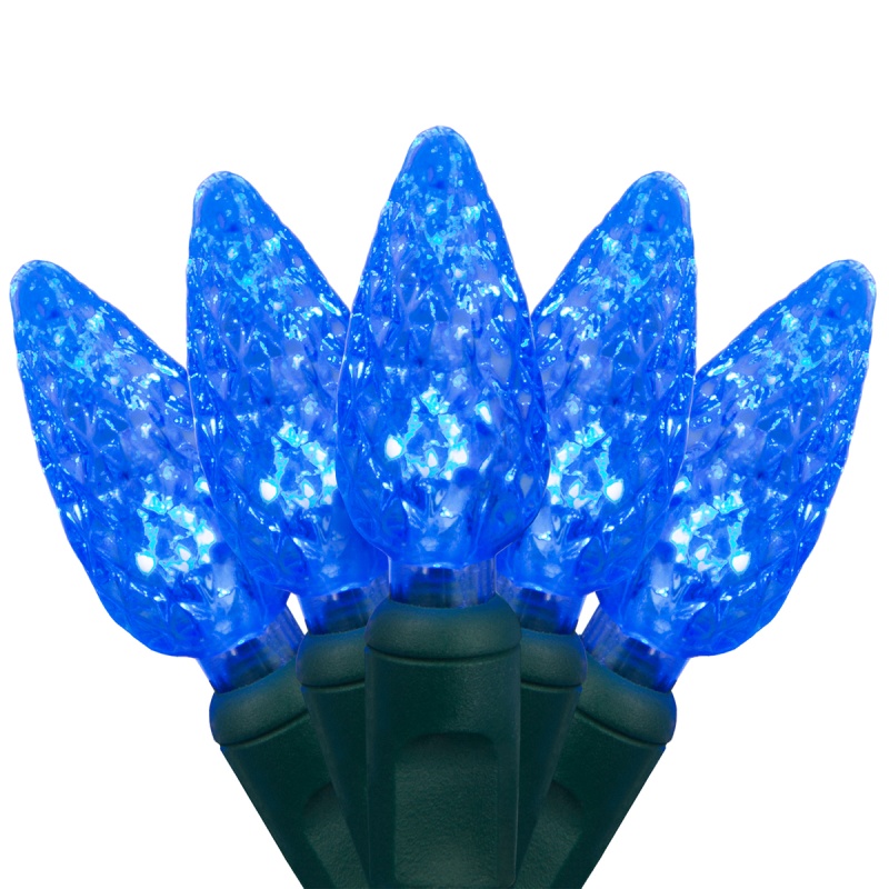 C6 Strawberry Blue Led Christmas Lights On Green Wire