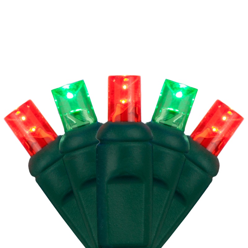 5Mm Wide Angle Green, Red Led Christmas Lights On Green Wire