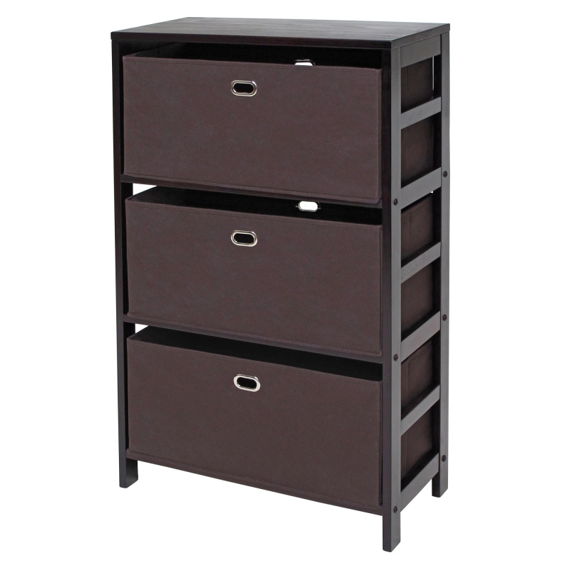 Leo 3-Pc Storage Shelf with 2 Foldable Fabric Baskets