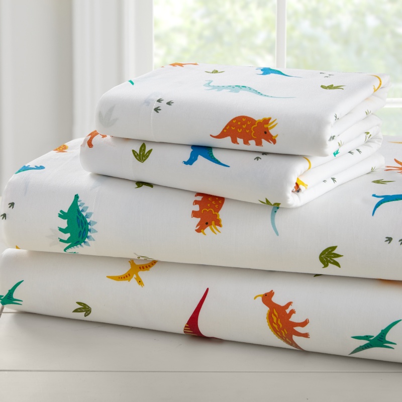 Jurassic Dinosaurs 100% Cotton Flannel Sheet Set - Twin