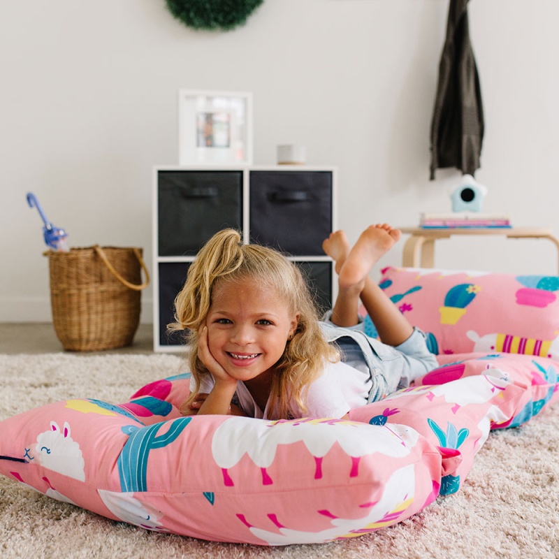 Llamas And Cactus Pink Pillow Lounger