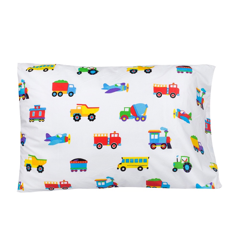 Trains, Planes & Trucks 100% Cotton Hypoallergenic Pillow Case - Toddler