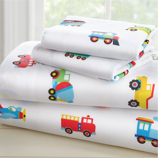 Trains, Planes & Trucks Microfiber Sheet Set - Full