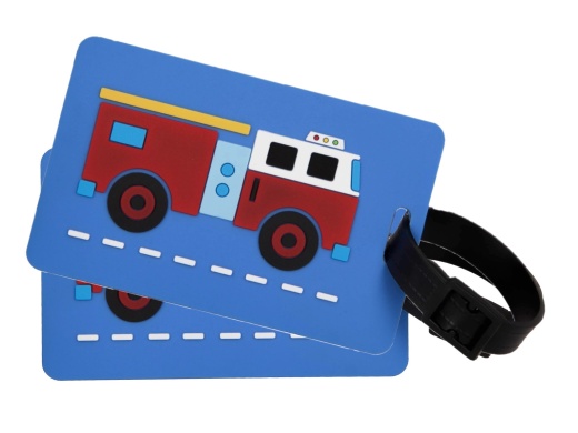 Fire Truck Bag Tags (2 Pk) - Travel Accessories for Boys