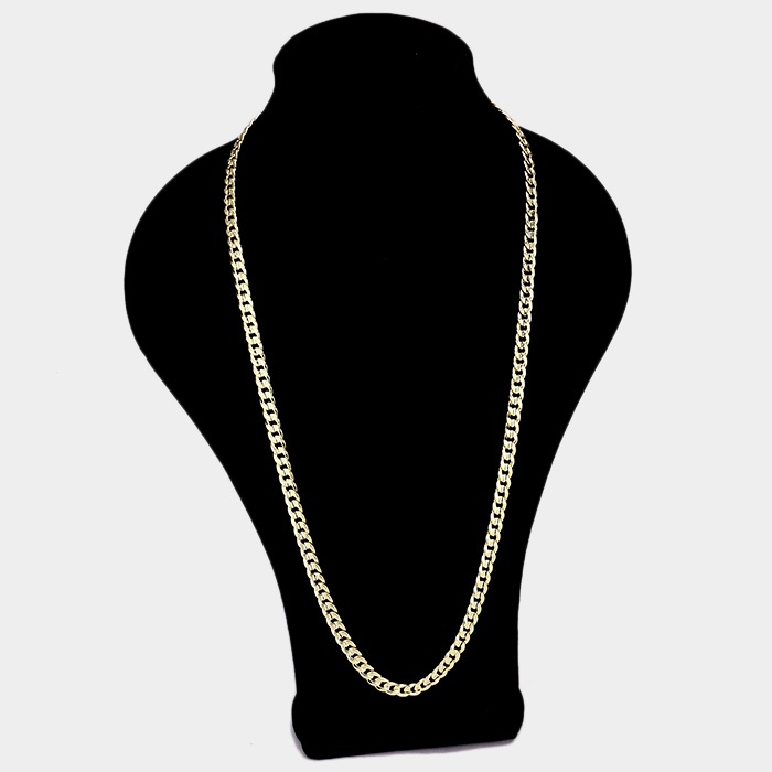 12Pcs - 30 Inch, 8Mm Gold Plated Concave Textured Cuban Chain Necklaces