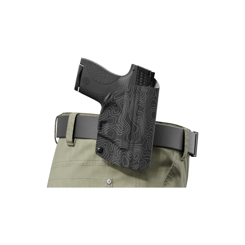 Gray Topographic Map Custom Printed Holster - Owb Kydex Holster