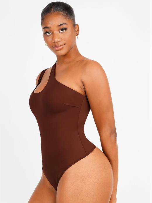 Wholesale One-Shoulder Cut Out Shapewear Bodysuit