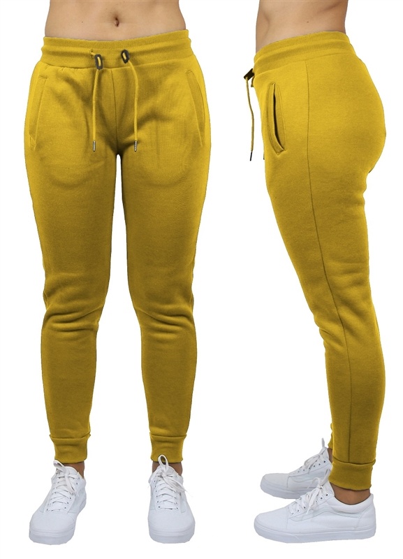 Wholesale Women's Fleece Jogger Sweatpants - Mustard, Case Of 24