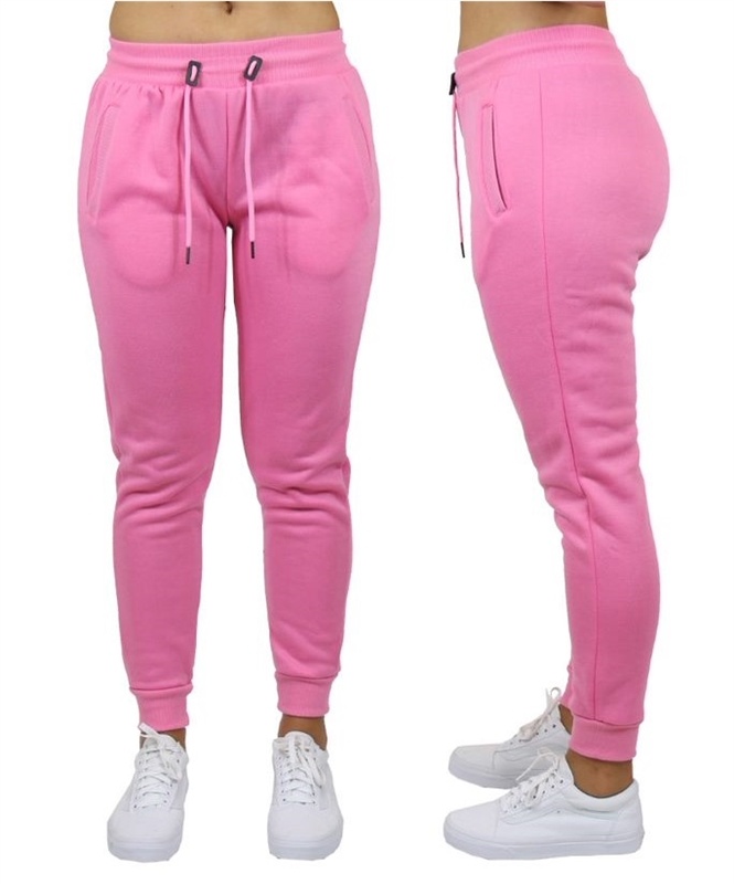 Wholesale Women's Fleece Jogger Sweatpants - Pink, Case Of 24
