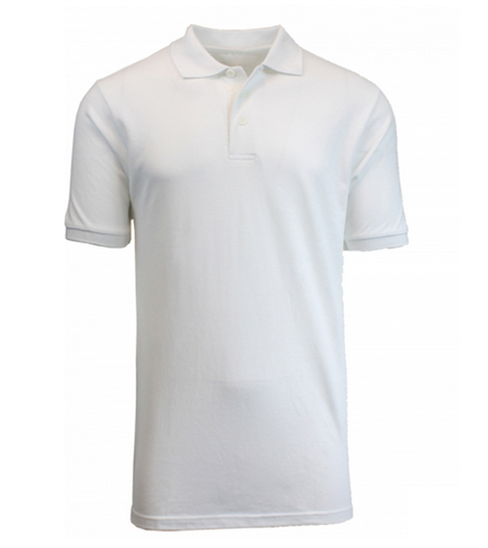 Wholesale Boys Short Sleeve School Uniform Polo Shirt In White, Case Of 36