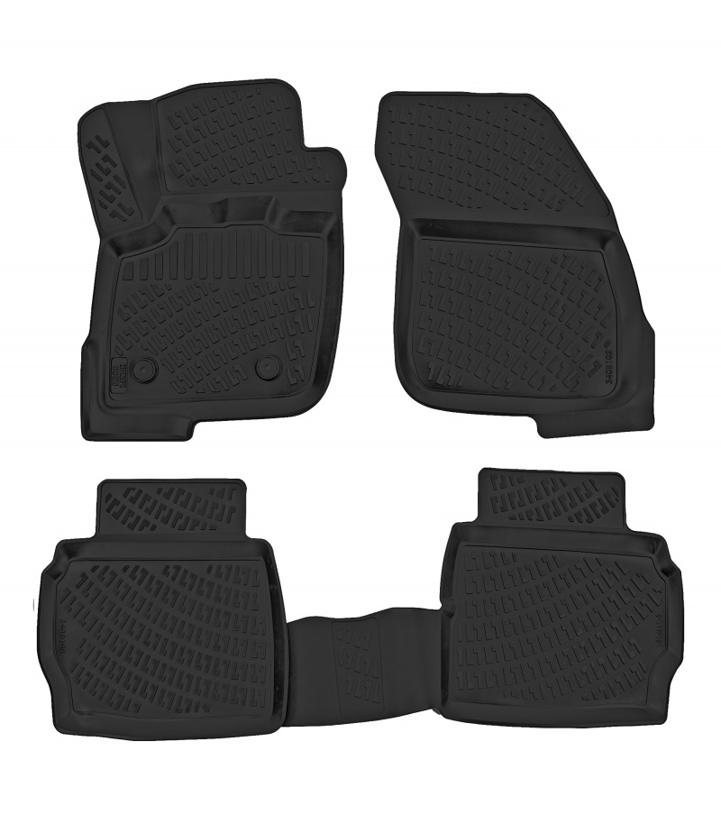 3D Rubber All Weather Floor Mat Set Compatible With For Ford Fusion 2017-2020 (Does Not Fit Hybrid Or Electric Models)