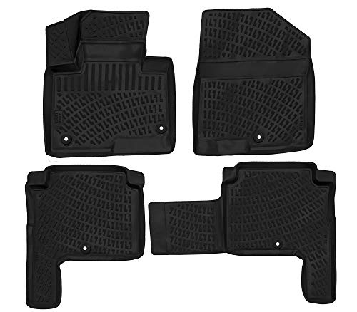 3D Rubber All Weather Floor Mat Set Compatible With Hyundai Santa Fe Sport 2013-2018