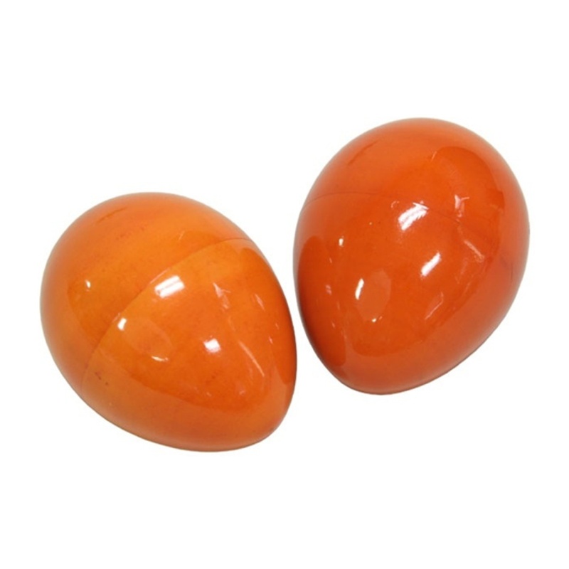 Orange Wooden Egg Shakers, Pair
