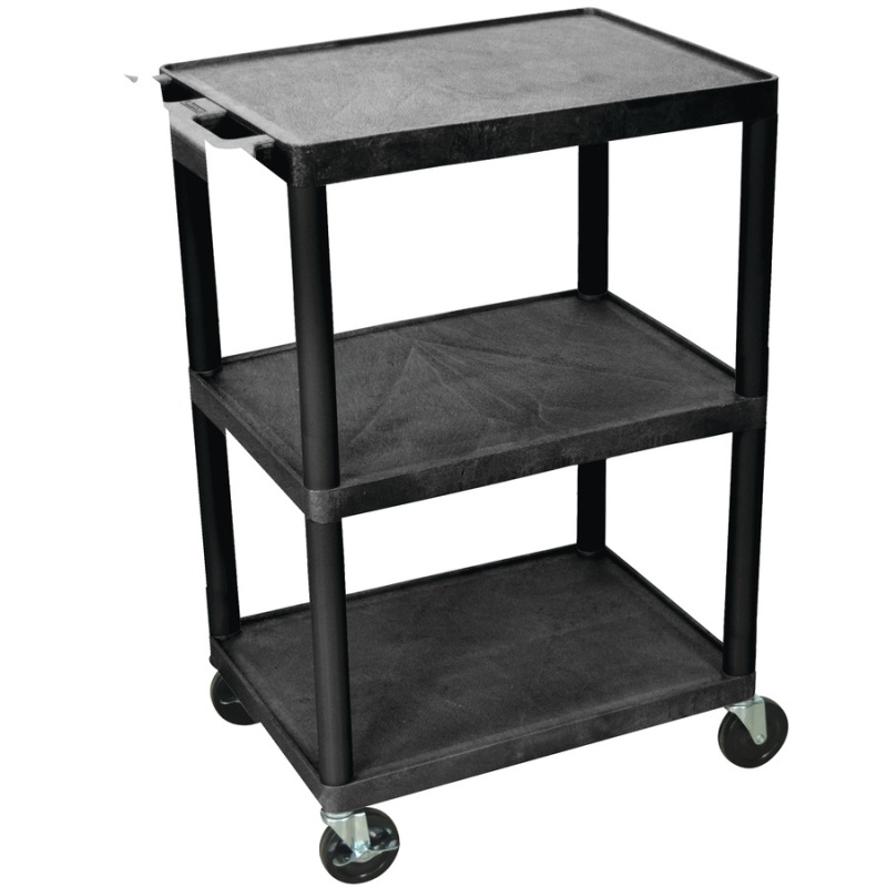 Rubbermaid FG342488PLAT Platinum Three Shelf Utility Cart / Bus Cart 33 x  18 x 37 (FG342488PLAT)