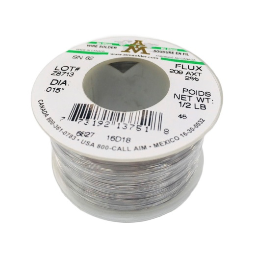 AIM Solder 62/36/2-015-209Axt-2% Solder Wire - No Clean, Leaded, Sn62pb36ag2