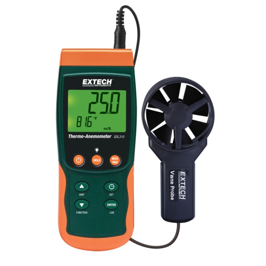 Extech Sdl350 Anemometer, Hot Wire, Cfm, Airflow/Temp, Min/Max Data, Telescoping Probe, Open Box