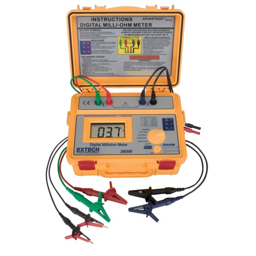 Extech 380580 Milliohm Meter, 4-Wire Kelvin, 200 Mohm - 2K Ohm, 0.5% Accuracy - Open Box