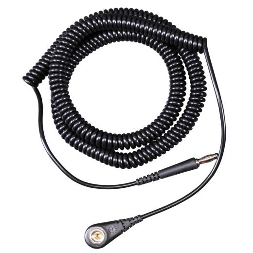 Desco 19864 Grounding Cord Only, Coiled, W/7Mm Snap, 12 Ft Over-All Length, Replacement