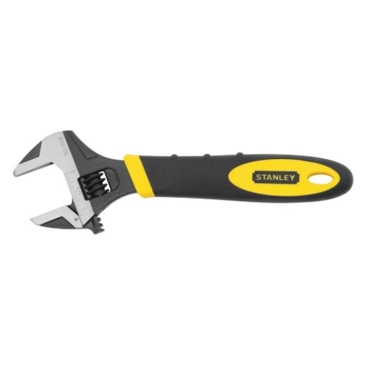Stanley 90-948 Adjustable Wrench, 8" L, Knurl Mechanism, Tapered Jaw, Bi-Material Handle, Maxsteel