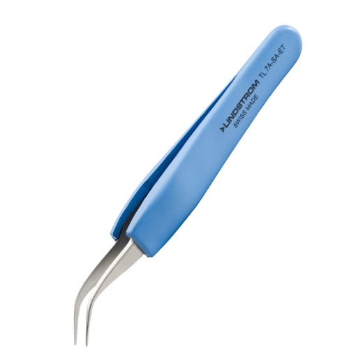 Lindstrom 7-Sa-Et Tweezers, Curved, Fine Tips, Anti-Magnetic, ESD Safe, Stainless Steel