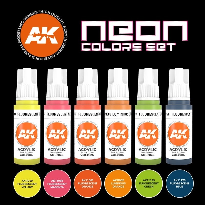 Ak Interactive 3G Neon Colors Paint Set
