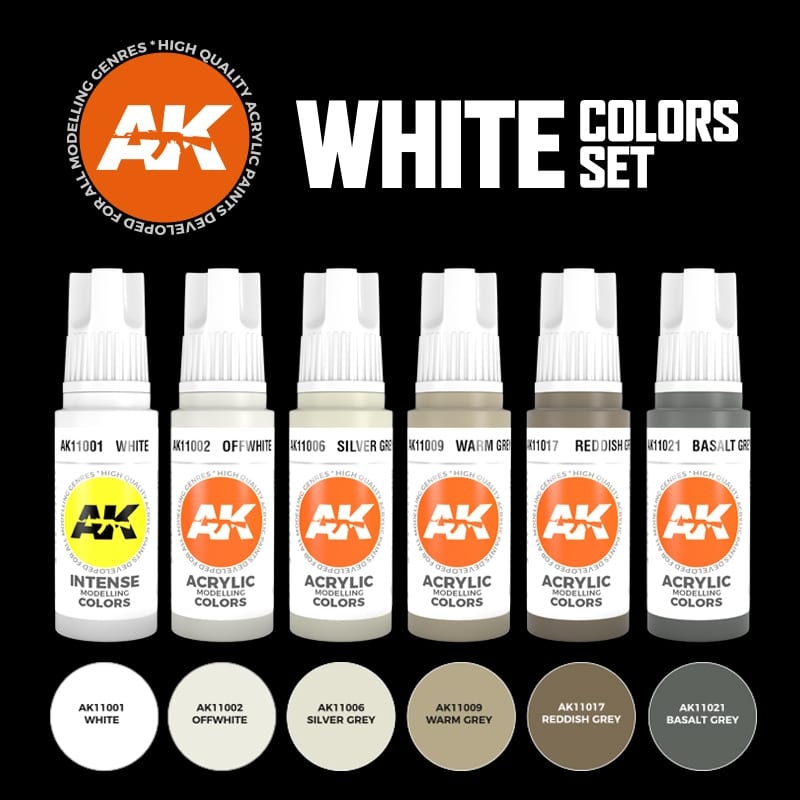 Ak Interactive 3G White Colors Paint Set