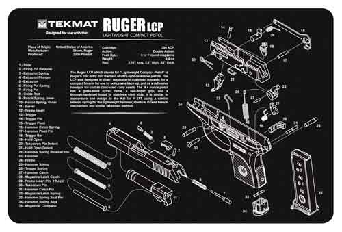 Tekmat Armorers Bench Mat 11\"X17\" Ruger Lcp Pistol