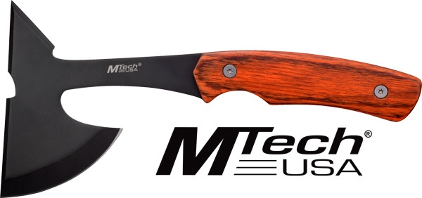 Mc Mtech 9\" Tomahawk W\/Sheath 3\" Black Blade Pakkawood Hndl