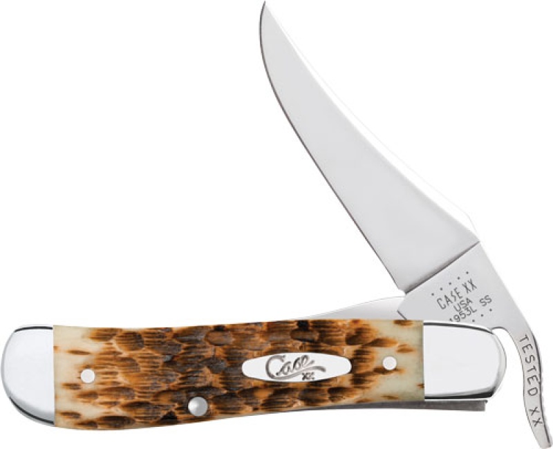 Case Knives Amber Bone Peach Seed Jig Russlock