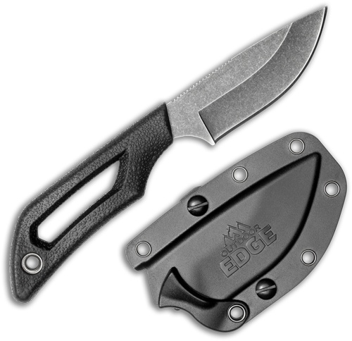 Outdoor Edge Pivot 2.5\" Fixed Dp Pnt Blck\/Stnwsh Ss W\/Sheath