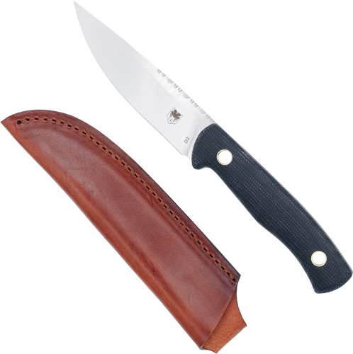 Cobratec Koonsman 4\" Fixed Bld Black D2 W\/Leather Sheath