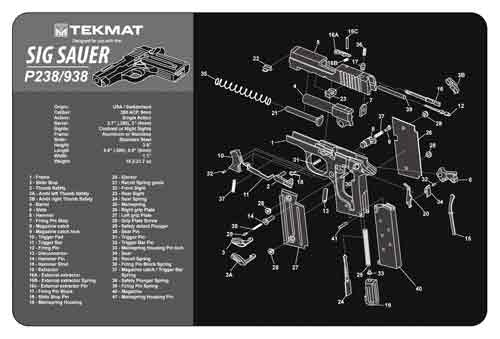 Tekmat Armorers Bench Mat 11"X17" Sig Sauer 238 Pistol