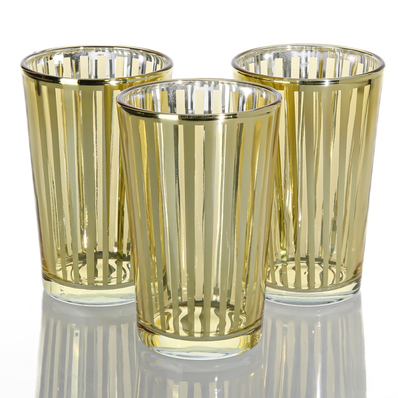 Richland Gold Stripe Glass Holder - Large Set Of 12