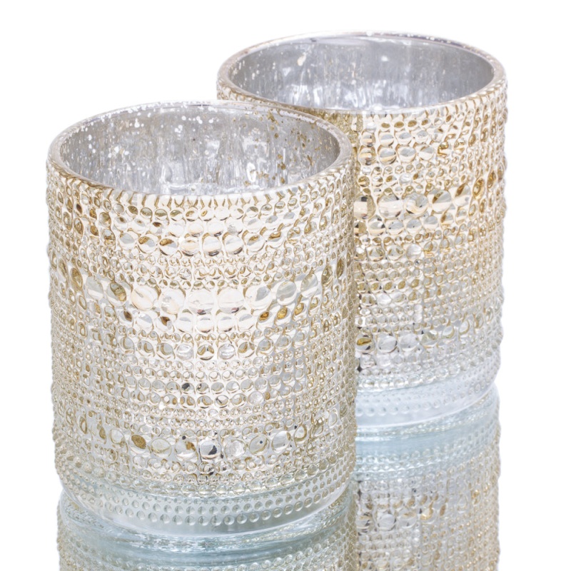 Richland Pearly Metallic Gold Large Candle Holders