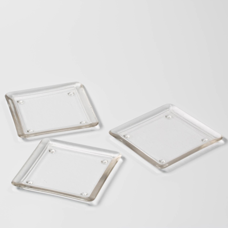 Eastland Square Glass Pillar Plate 5" Set Of 12