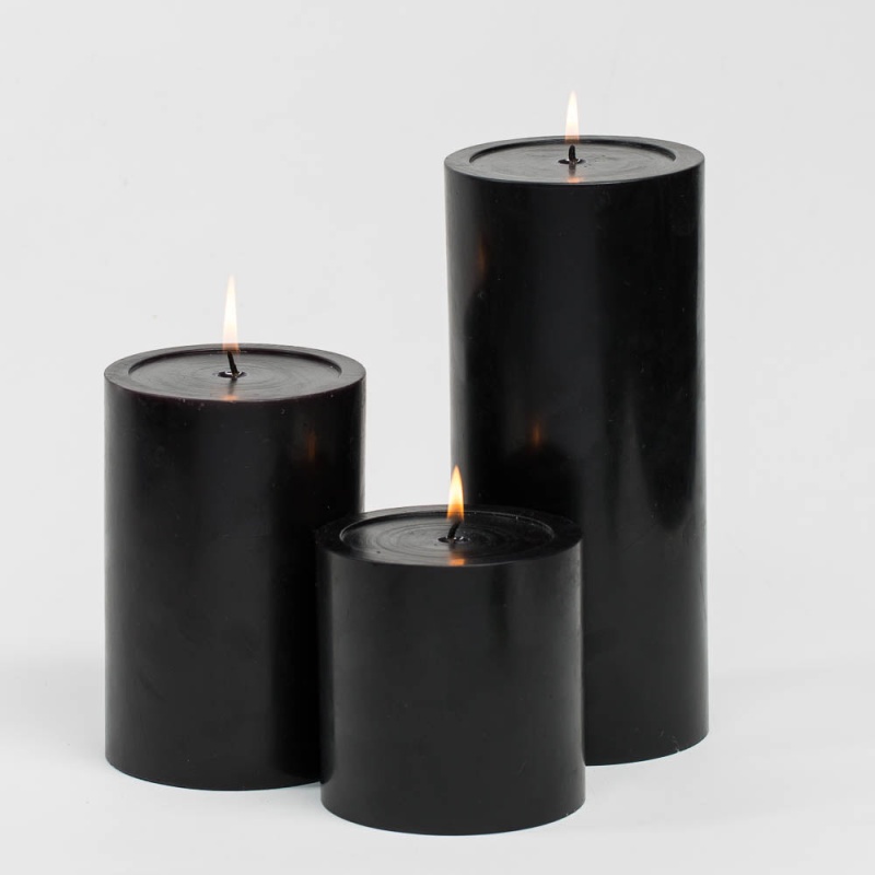 Richland Pillar Candles 4 X4", 4"X6" & 4"X9 Black Set Of 3