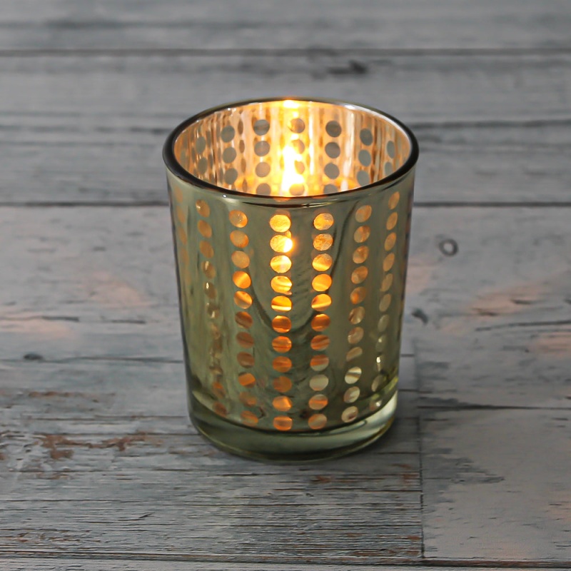 Richland Gold Dotted Glass Holder – Small Set of 12
