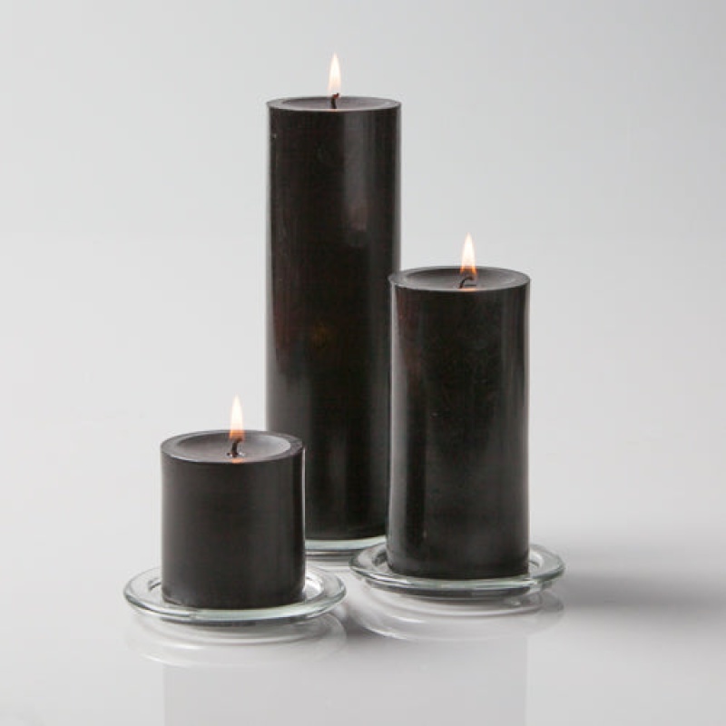 Richland Pillar Candles 3"X3", 3"X6" & 3"X9" Black Set Of 36