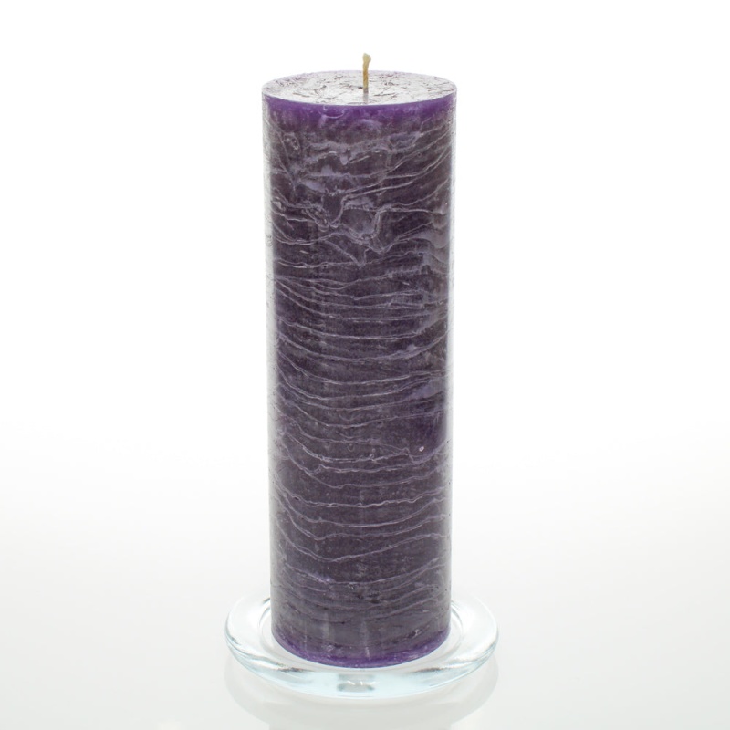 Richland Rustic Pillar Candle 3" x 9" Purple Set of 6