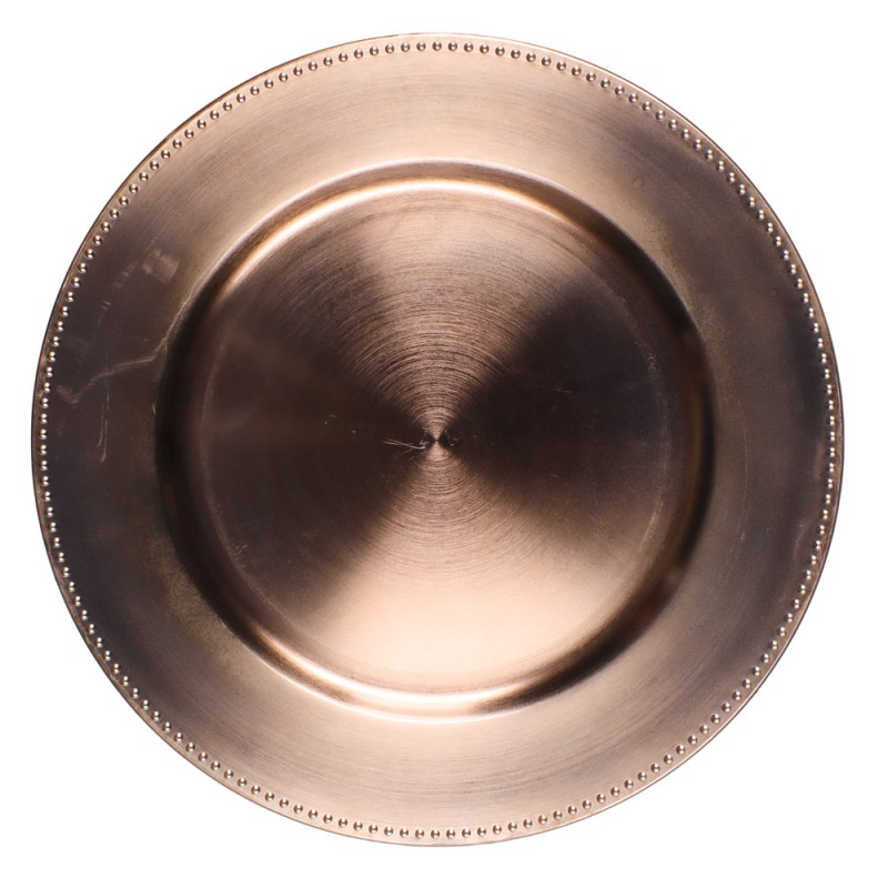 Richland Beaded Charger Plate 13" Rose Gold Set Of 24
